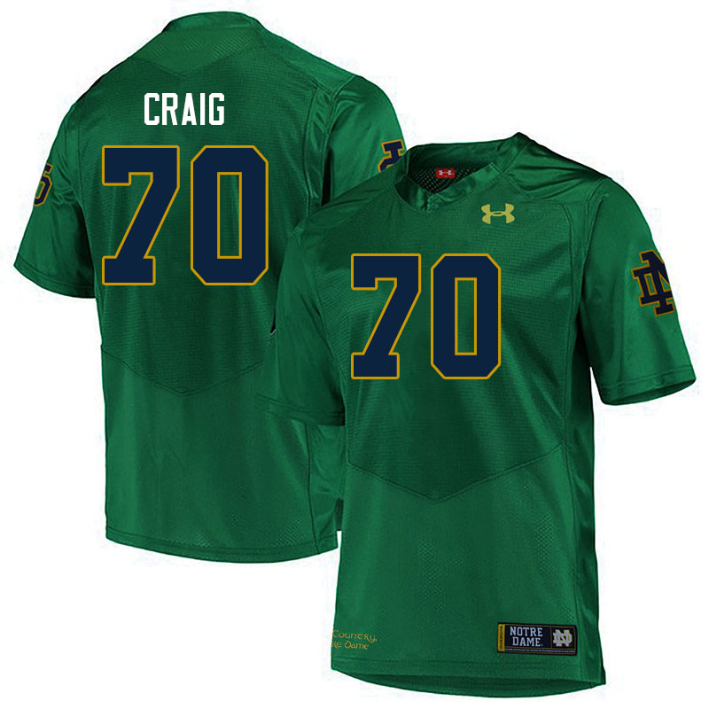 Men #70 Ashton Craig Notre Dame Fighting Irish College Football Jerseys Stitched-Green - Click Image to Close